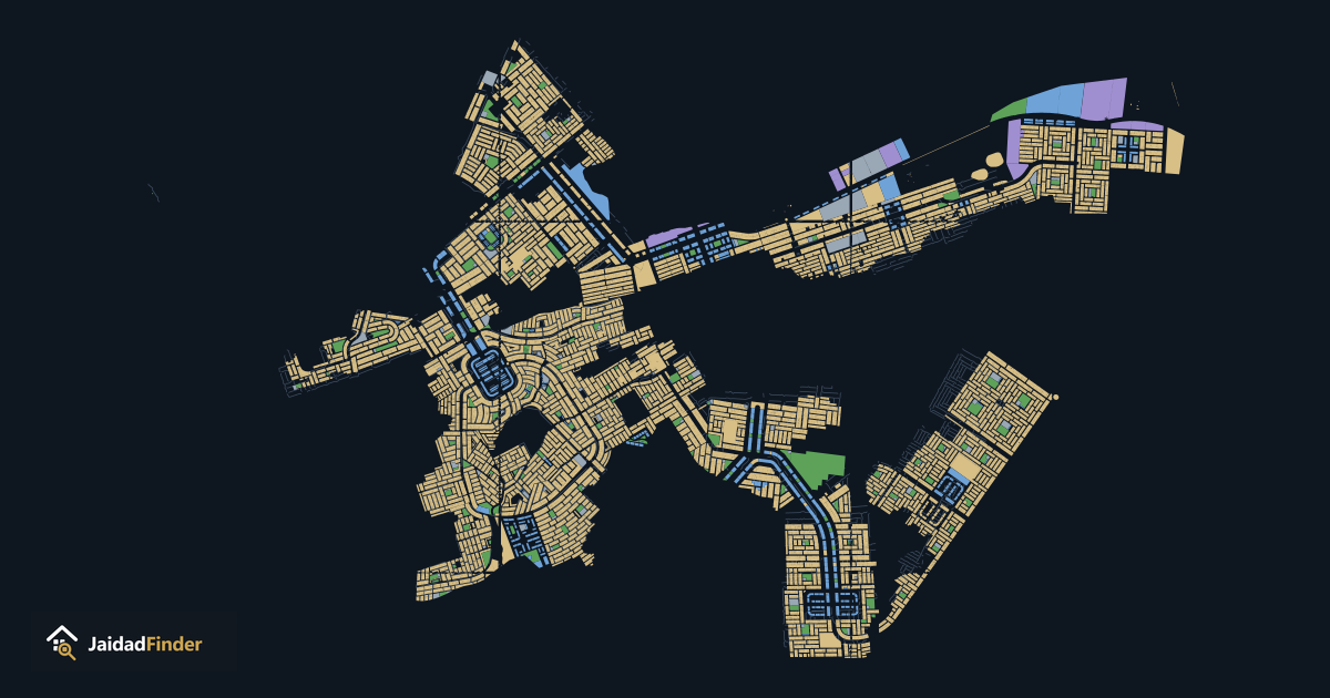 Gulberg Residencia map: every plot, block and road, traced by Jaidad Finder